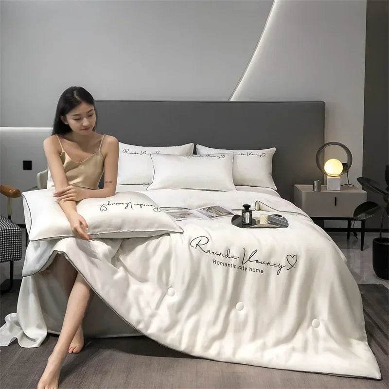 Silky Soft Cooling Summer Quilt Patchwork Blanket - Blissora - Sleep Galleria