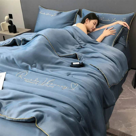 Silky Soft Cooling Summer Quilt Patchwork Blanket - Blissora - Sleep Galleria
