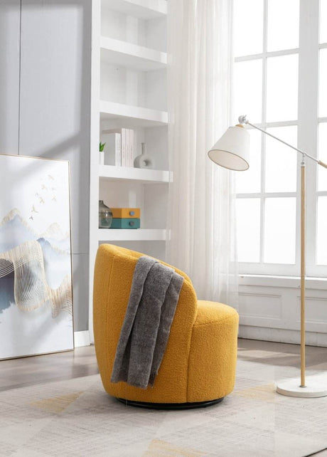 Soft Teddy Fabric Upholstered Swivel Accent Armchair - Sleep Galleria