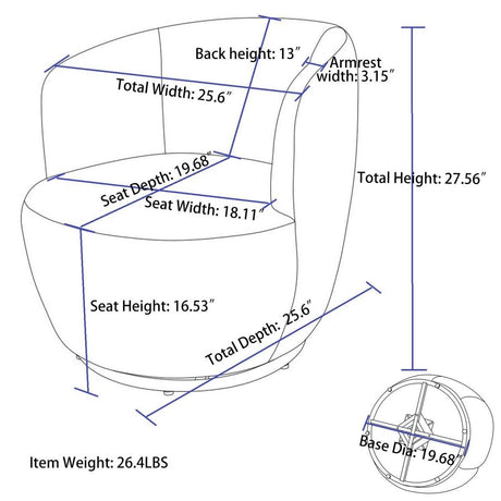 Soft Teddy Fabric Upholstered Swivel Accent Armchair - Sleep Galleria