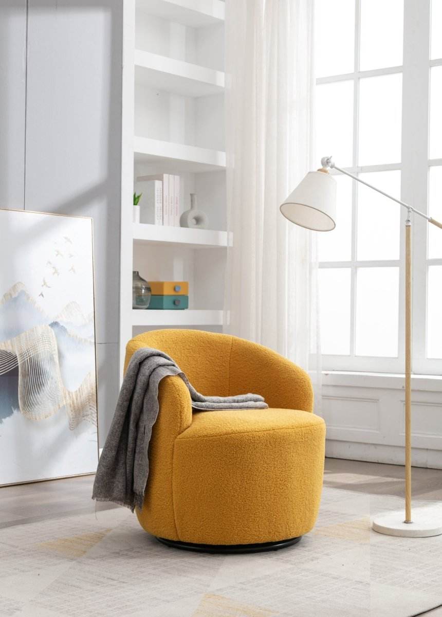 Soft Teddy Fabric Upholstered Swivel Accent Armchair - Sleep Galleria