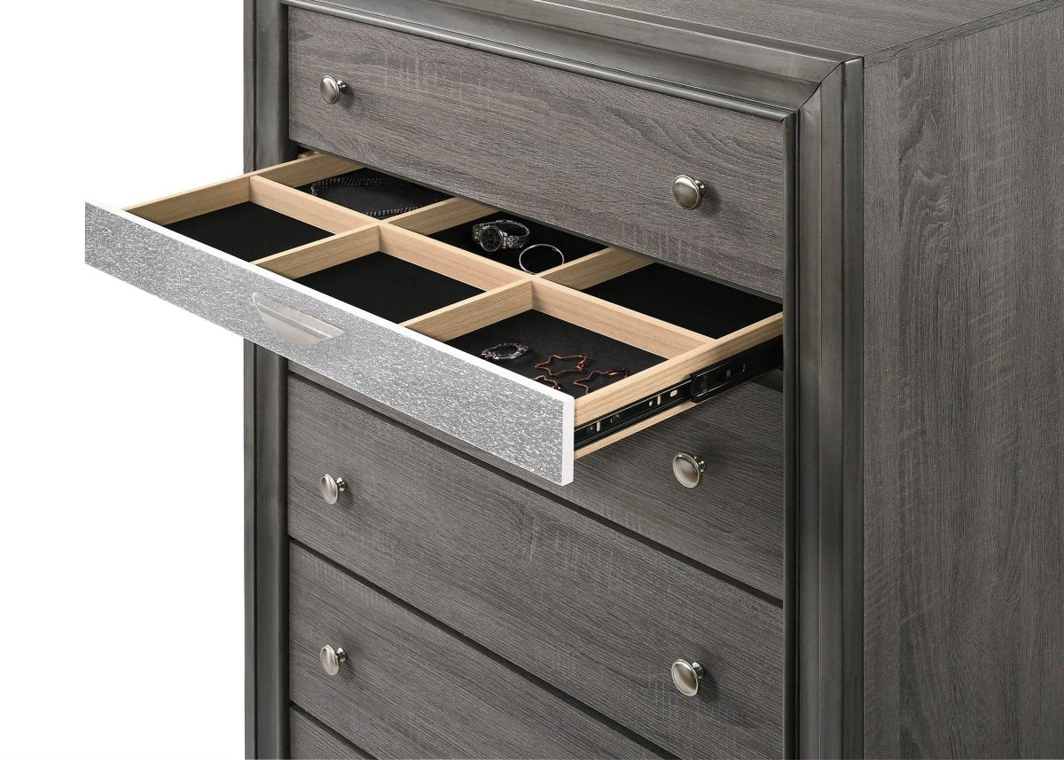 Traditional 5-Piece Gray Wood Bedroom Storage Set - Sleep Galleria