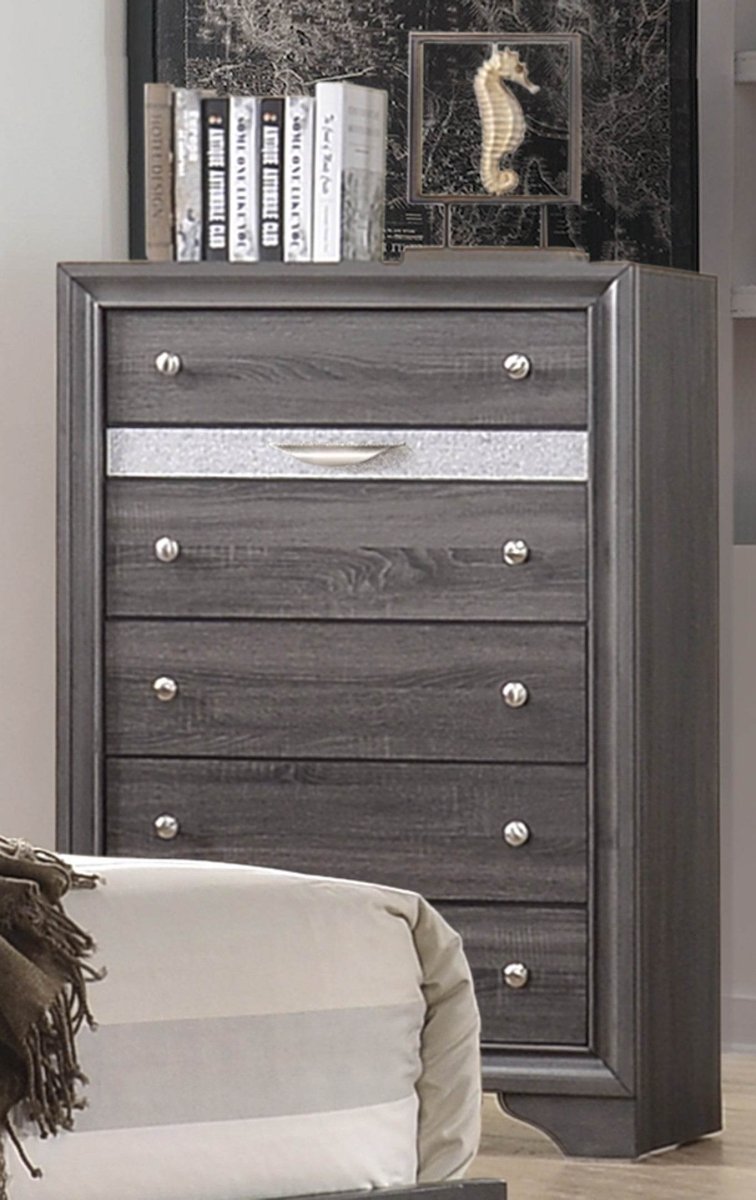 Traditional 5-Piece Gray Wood Bedroom Storage Set - Sleep Galleria