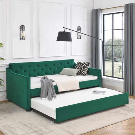 Twin Upholstered Velvet Daybed With Trundle - Blissora - Sleep Galleria
