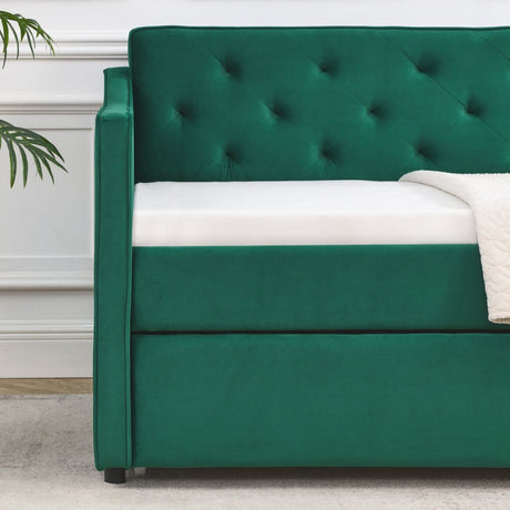 Twin Upholstered Velvet Daybed With Trundle - Blissora - Sleep Galleria