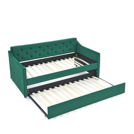 Twin Upholstered Velvet Daybed With Trundle - Blissora - Sleep Galleria