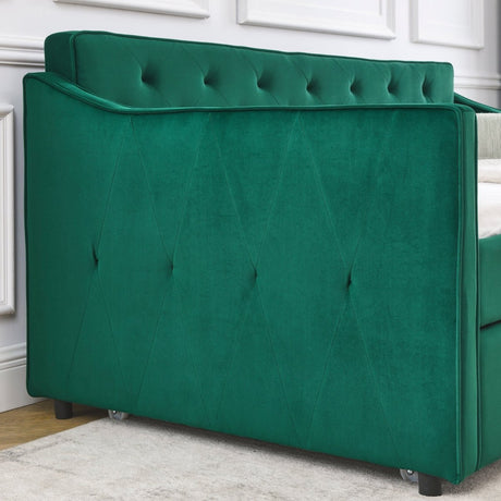 Twin Upholstered Velvet Daybed With Trundle - Blissora - Sleep Galleria