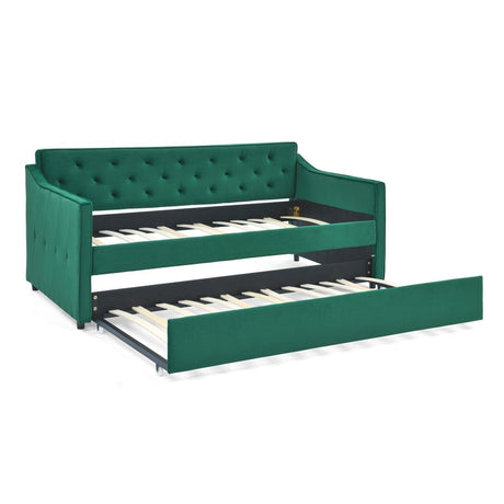 Twin Upholstered Velvet Daybed With Trundle - Blissora - Sleep Galleria