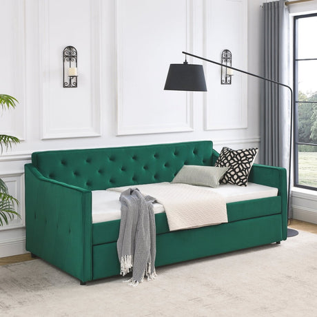 Twin Upholstered Velvet Daybed With Trundle - Blissora - Sleep Galleria