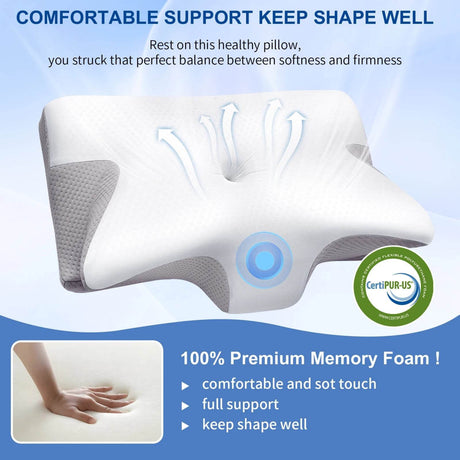 Ergonomic Cervical Memory Foam Pillow For Neck Pain - Brangdy - Sleep Galleria