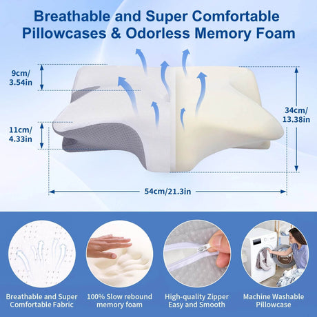 Ergonomic Cervical Memory Foam Pillow For Neck Pain - Brangdy - Sleep Galleria