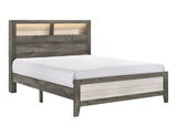 King Size Wood Platform Bed With Storage Lighting