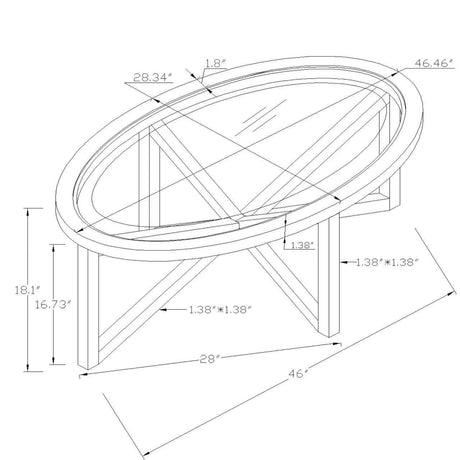 Modern Round Tempered Glass Coffee Table With Wood Base - Sleep Galleria