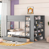 Full Over Full Solid Wood Bunk Bed With Storage Drawers