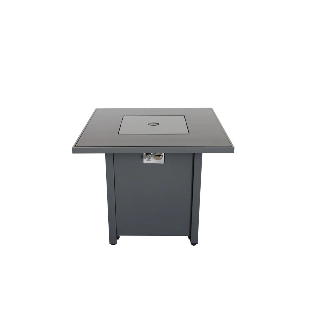Powder-Coated Steel Outdoor Fire Pit Table With Smoked Glass