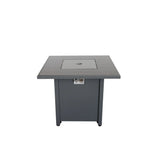 Powder-Coated Steel Outdoor Fire Pit Table With Smoked Glass