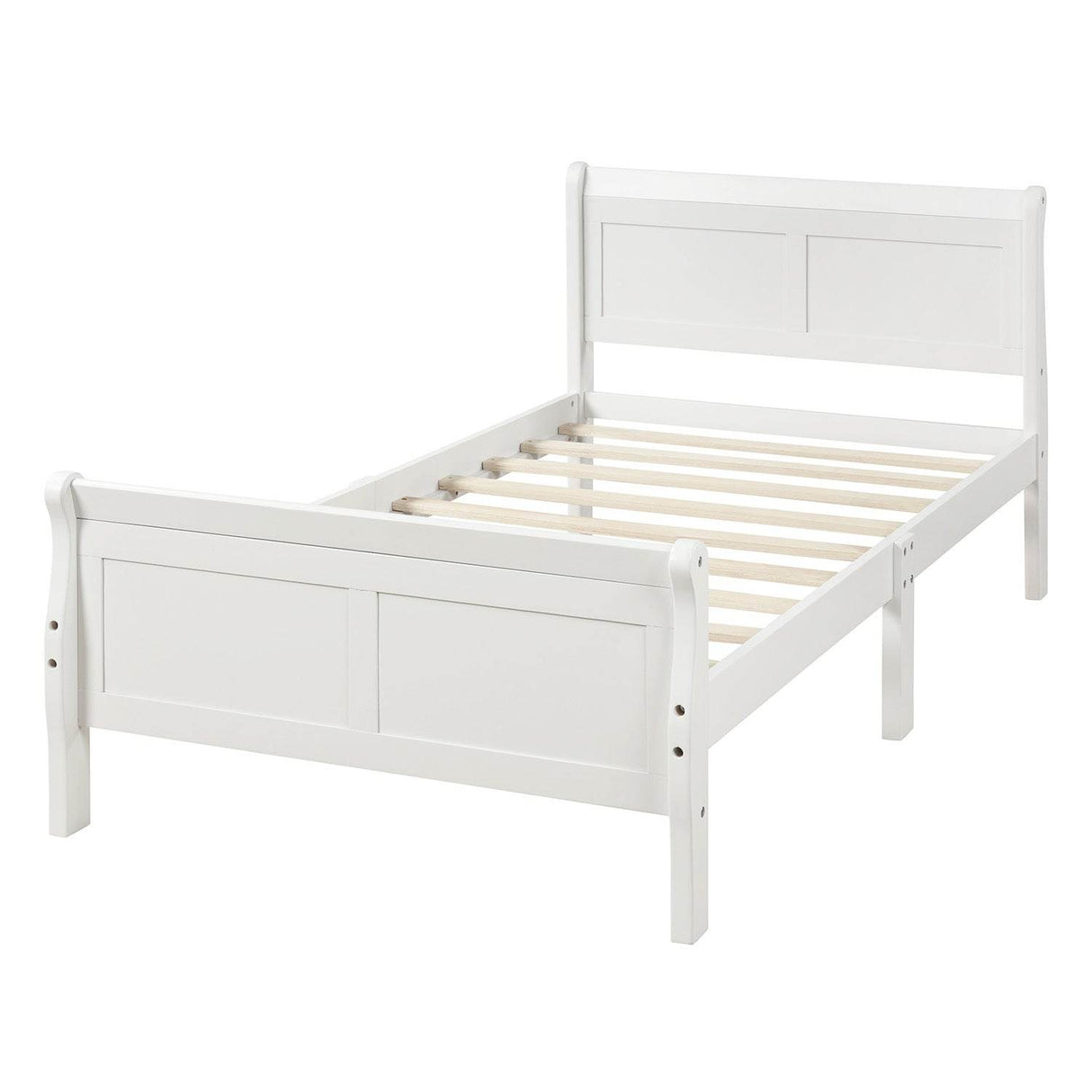 Twin Solid Wood Sleigh Platform Bed With Headboard Footboard