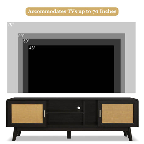 Bohemian Style Dark Brown Rattan TV Stand - Sleep Galleria