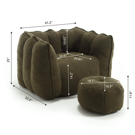 Soft Chenille Bean Bag Chair with Foam - Calmora - Sleep Galleria
