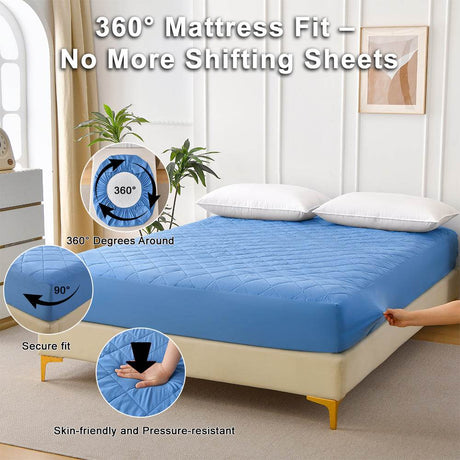 Waterproof Ultrasonic Cotton Diamond Grid Mattress Protector - Sleep Galleria