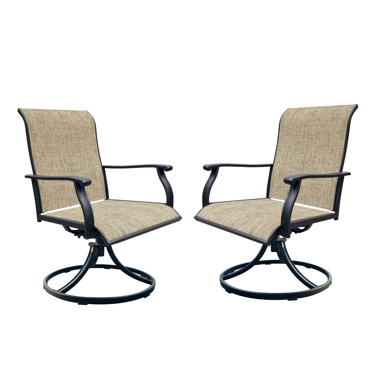 2-Piece Outdoor Modern Textilene Swivel Patio Chairs