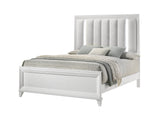 Queen Solid Wood Panel Bed With Upholstered LED Headboard