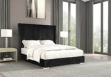 Full Size Contemporary Black Chenille Fabric Bed Frame
