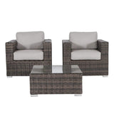 3-Piece Wicker Rattan Patio Sofa Set With Cushioned Comfort