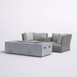 Two-Person Rattan Wicker Outdoor Seating Set With Fire Pit