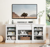 White MDF Adjustable Shelf Media Console Cabinet