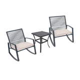 2-Person Outdoor Patio Metal Rope Rocking Set