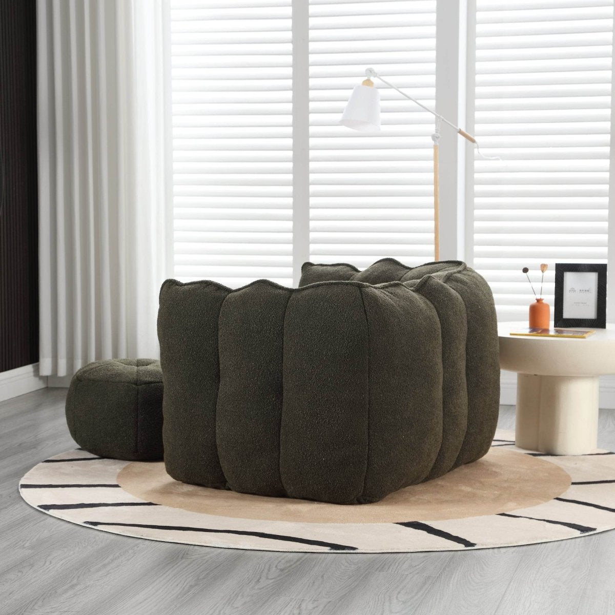 Soft Chenille Bean Bag Chair with Foam - Calmora - Sleep Galleria