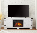 Modern Farmhouse White Fireplace TV Stand Console