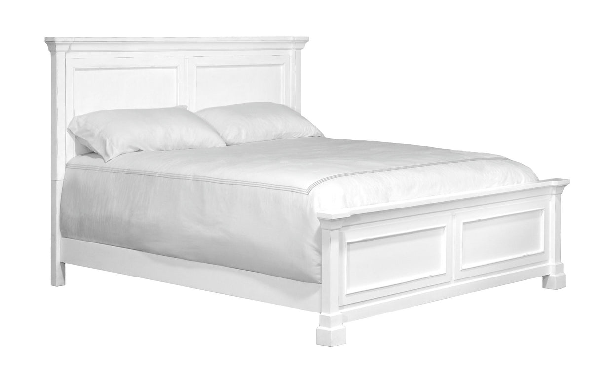 Queen White Engineered Wood Farmhouse Panel Bed
