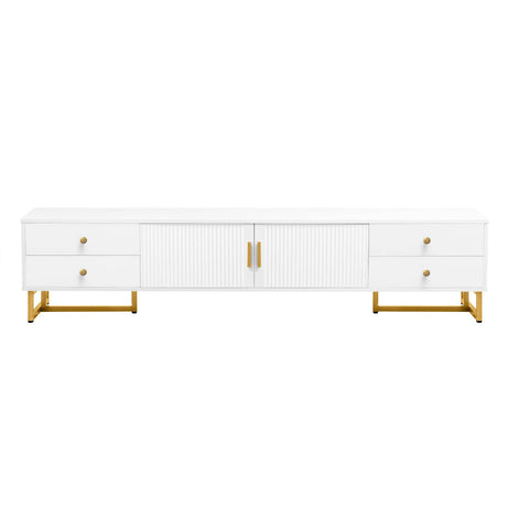 Modern White MDF TV Stand With Storage Cabinet - Sleep Galleria