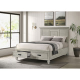 Queen Farmhouse Distressed White Wood Panel Bed Frame