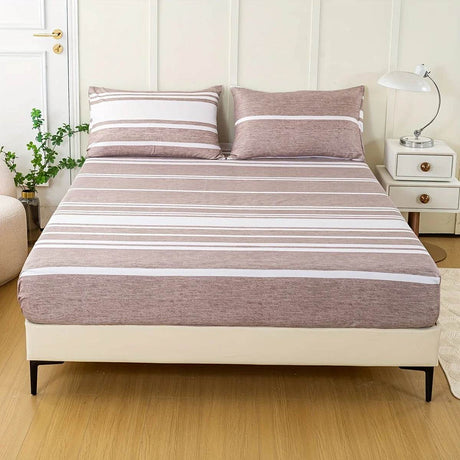3 - Piece Soft Breathable Striped Polyester Sheet Set - Calmora - Sleep Galleria