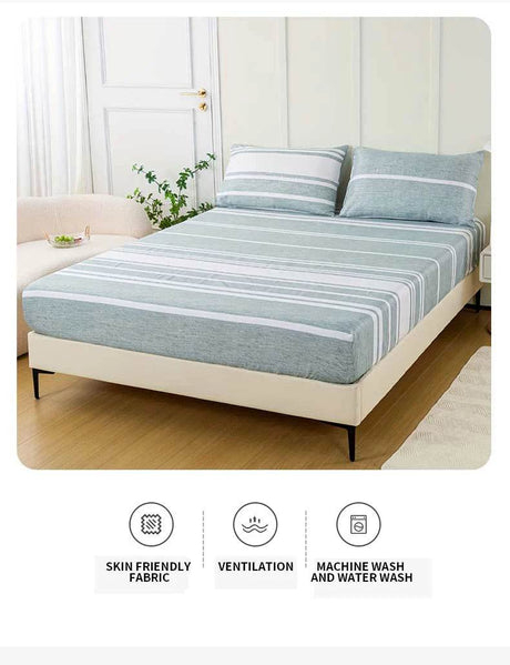 3 - Piece Soft Breathable Striped Polyester Sheet Set - Calmora - Sleep Galleria