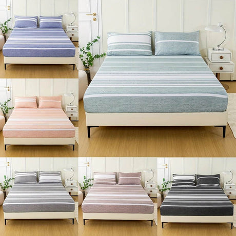 3 - Piece Soft Breathable Striped Polyester Sheet Set - Calmora - Sleep Galleria