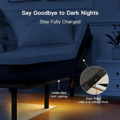Adjustable Bed Frame With Massage USB Charging Ports - Sleep Galleria
