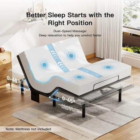 Adjustable Bed Frame With Massage USB Charging Ports - Sleep Galleria
