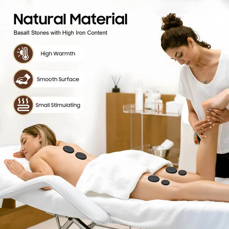 Basalt Massage Stones Heater Set – 12-Piece Therapy Kit - Sleep Galleria