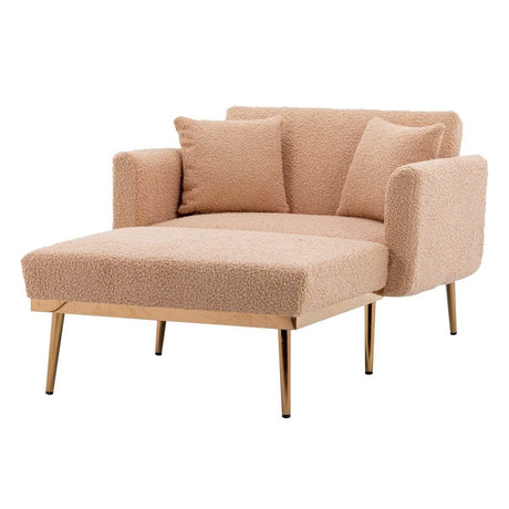 Camel Teddy Plush Foam Accent Chaise Lounge Chair - Sleep Galleria
