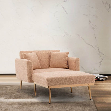 Camel Teddy Plush Foam Accent Chaise Lounge Chair - Sleep Galleria