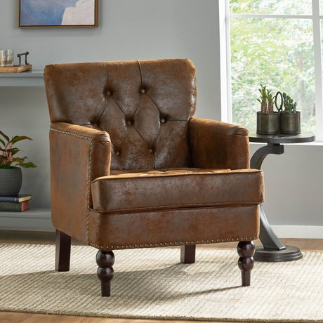 Contemporary Button - Tufted Microfiber Club Chair - Calmora - Sleep Galleria