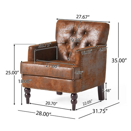 Contemporary Button - Tufted Microfiber Club Chair - Calmora - Sleep Galleria