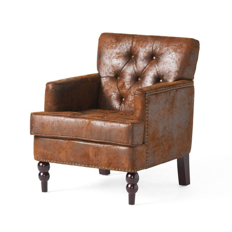 Contemporary Button - Tufted Microfiber Club Chair - Calmora - Sleep Galleria