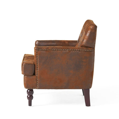 Contemporary Button - Tufted Microfiber Club Chair - Calmora - Sleep Galleria