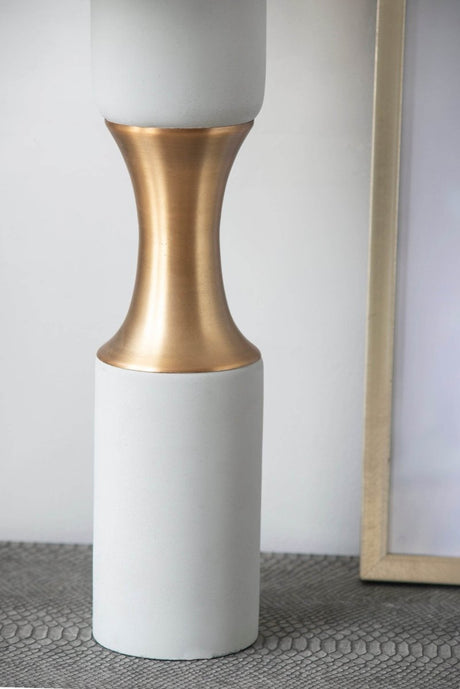 Contemporary Cement Table Lamp With Brass Finish - Calmora - Sleep Galleria