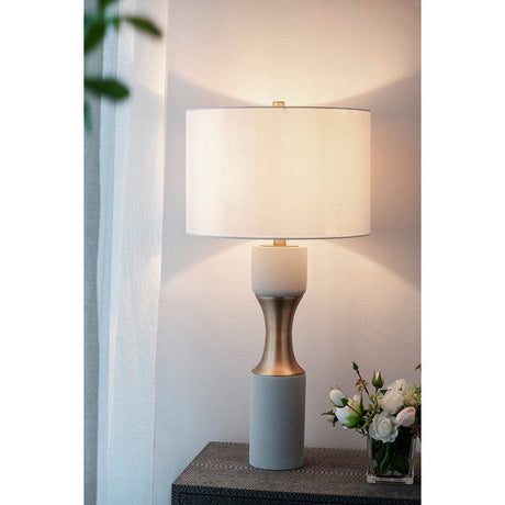 Contemporary Cement Table Lamp With Brass Finish - Calmora - Sleep Galleria